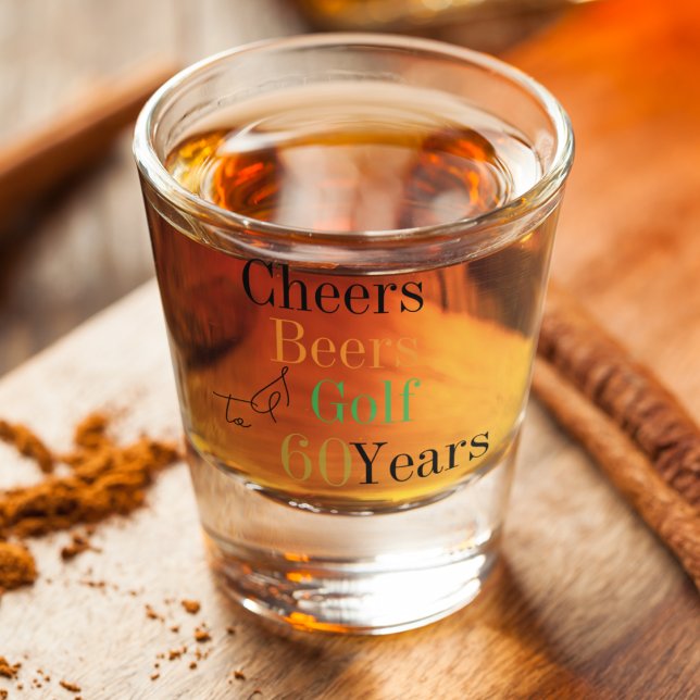 60th Birthday Golf Cheers Beers Minimal Party Shot Glass (Creator Uploaded)
