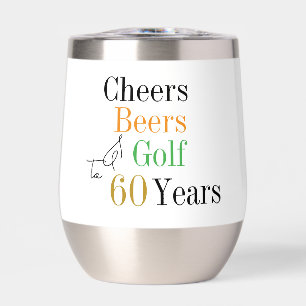 60th Birthday Golf Cheers Beers Minimal Party Thermal Wine Tumbler