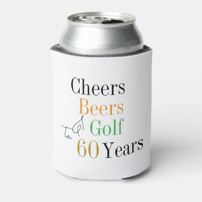 60th Birthday Golf Cheers Beers Party Can Cooler (Can Back)