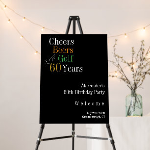 60th Birthday Golf Cheers Beers Welcome Foam Board