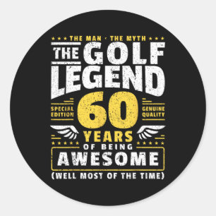 60th Birthday Golf Player 60 Years Old Golfer Classic Round Sticker