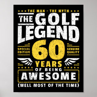 60th Birthday Golf Player 60 Years Old Golfer Poster