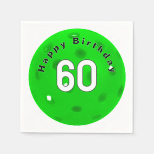 60th Birthday Green Pickleball Napkins