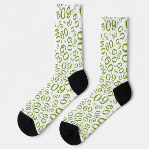 60th Birthday Green Random Number Pattern Socks