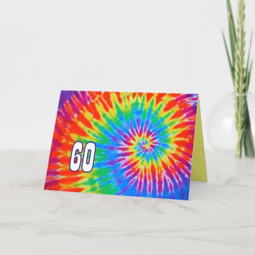 60th Birthday Groovy Tie_Dye Card