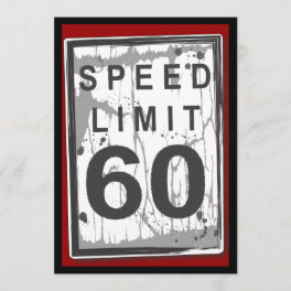 60th Birthday Grungy Speed Limit Sign Table Card
