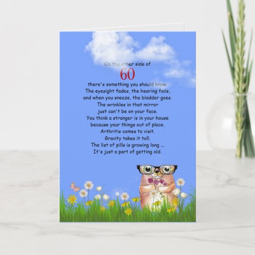 60th birthday humor on getting older card