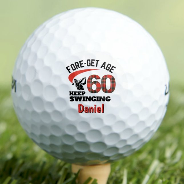 60th Birthday Husband Gift – Red Plaid 60 Years Golf Balls (Creator Uploaded)