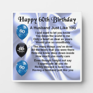 60th Birthday Husband Poem Plaque