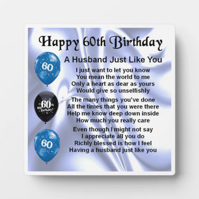 60th Birthday Husband Poem Plaque | Zazzle