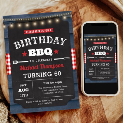 60th Birthday Invitation _ Barbecue Party
