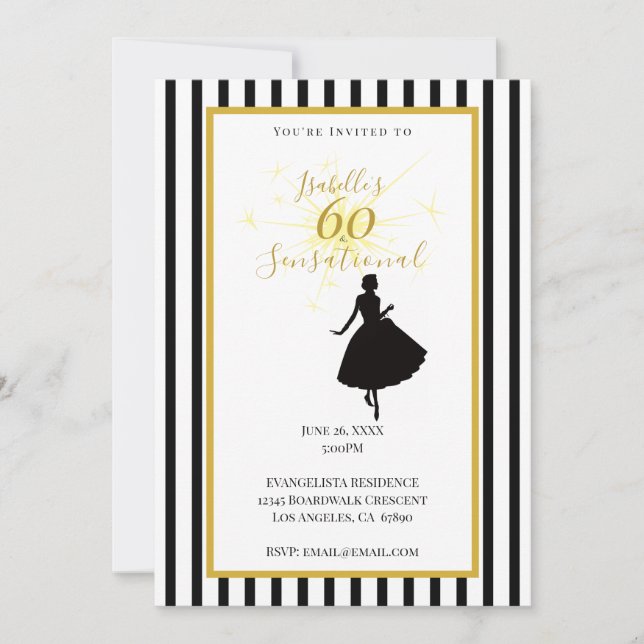 60th Birthday Invitation Black & Gold (Front)