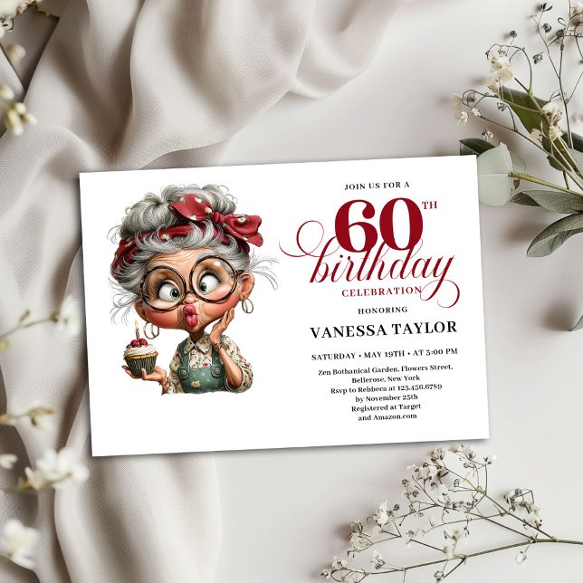 60th Birthday Invitation Card Funny Old Lady Humor (60th Birthday Invitation Card Funny Old Lady Humor)