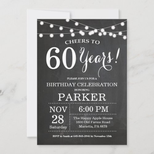 60th Birthday Invitation Chalkboard