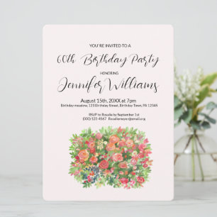60th Birthday invitation full of Red roses