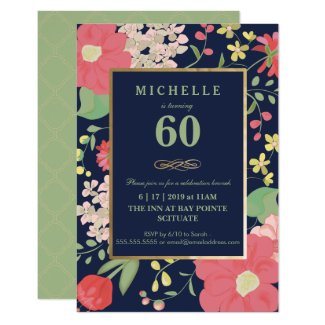 60th Birthday Invitation - Gold, Elegant Small