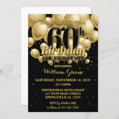 60th Birthday Invitation, Golden Birthday Invite (Front/Back)