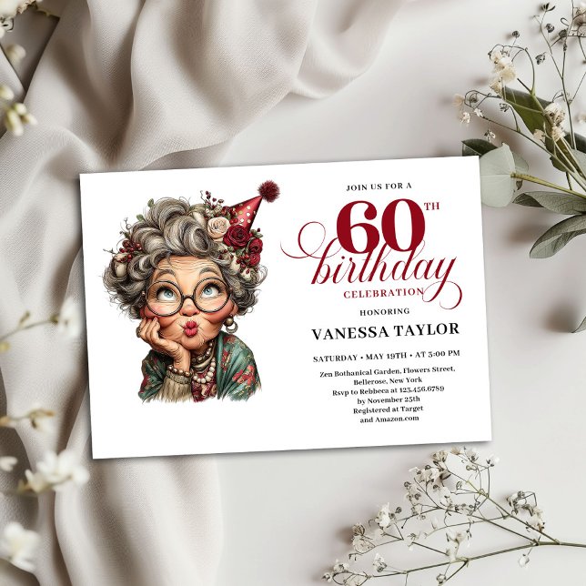 60th Birthday Invitation Humor Old Lady Design (60th Birthday Invitation Humor Old Lady Design)