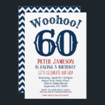 60th Birthday Invitation Mens Navy Blue<br><div class="desc">A funny and striking 60th birthday invitation for a husband,  friend,  father or grandad.</div>