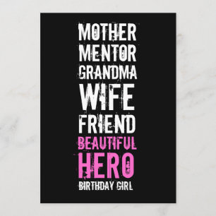 60th Birthday Invitation - Mom Beautiful Hero