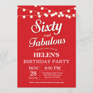60th Birthday Invitation Red Fabulous