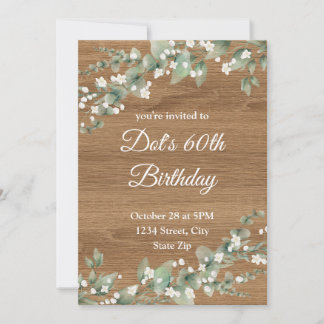 60th Birthday Invitation – Rustic Greenery | Sixty
