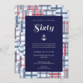 60th Birthday Invitation - Sixty Nautical Custom (Front/Back)