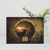 60TH BIRTHDAY INVITATION -Sunset, Deer, Hunters | Zazzle