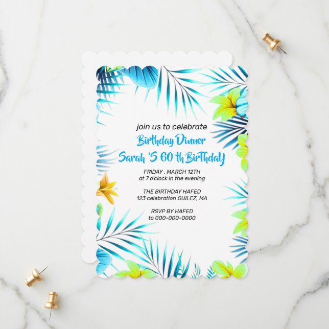 60th Birthday Invitation Template 60 th Digital In (Front/Back In Situ)