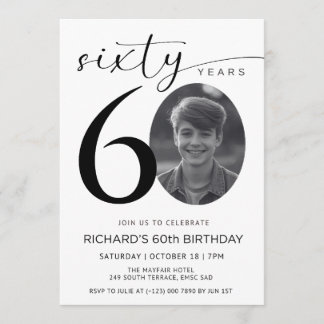 60th Birthday Invitation Template, Photo Collage, 