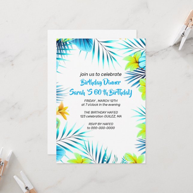 60th Birthday Invitation Template , Template | Edi (Front/Back In Situ)