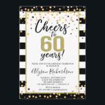 60th birthday invitations, black and gold cheers invitation<br><div class="desc">For more advanced customization of this design,  simply select the "Customize It" button above!</div>