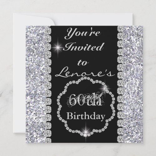 60th  Birthday INVITATIONS BLING