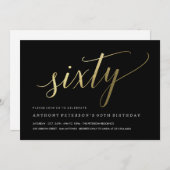 60th Birthday Invitations -  Formal Faux Gold (Front/Back)