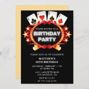60th birthday invitations Men Casino Vegas