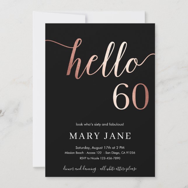 60th birthday invitations, sixtieth birthday invitation (Front)