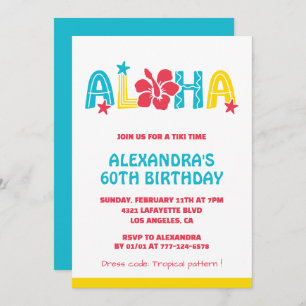 60th birthday invitations Tropical Aloha Hawaiian