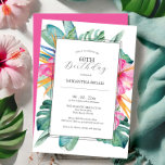 60th Birthday Invitations Tropical Luau<br><div class="desc">Celebrate in island style with these tropical luau 60th birthday invitations, featuring bold red hibiscus flowers and watercolor palm leaves. Perfect for summer parties and Hawaiian-themed celebrations, these editable birthday invitations for adults set the tone for a vibrant gathering. Ideal for milestone events, this template suits 60th birthday party ideas,...</div>