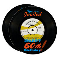 60th Birthday Invite Retro Vinyl Record 45 RPM