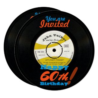 60th Birthday Invite Retro Vinyl Record 45 RPM