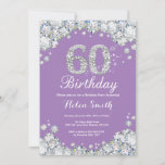 60th Birthday Lavender and Silver Diamond Invitation<br><div class="desc">60th Birthday Invitation. Lavender and Silver Rhinestone Diamond. Elegant Birthday Bash invite. Adult Birthday. Women Birthday. Men Birthday. For further customization,  please click the "Customize it" button and use our design tool to modify this template.</div>