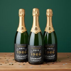 60th Birthday Legend Add Your Name 1966 Vintage Sparkling Wine Label