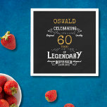 60th Birthday Legendary Black Gold Retro Napkins<br><div class="desc">For those celebrating their 60th birthday we have the ideal birthday party napkins with a vintage feel. The black background with a white and gold vintage typography design design is simple and yet elegant with a retro feel. Easily customize the text of this birthday gift using the template provided. Part...</div>