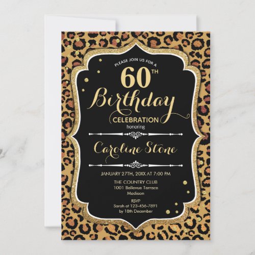 60th Birthday _ Leopard Print Invitation