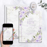 60th Birthday Lilac Lavender Watercolor Marble Invitation<br><div class="desc">Celebrate your 60th birthday in style with this beautiful 60th Birthday Lilac Lavender Gold Watercolor Marble Invitation! Featuring elegant lilac lavender and eucalyptus floral botanical elements, faux gold dust corner elements, and a lilac lavender frame against a unique faux carrera marble background, this invitation is sure to dazzle your guests....</div>