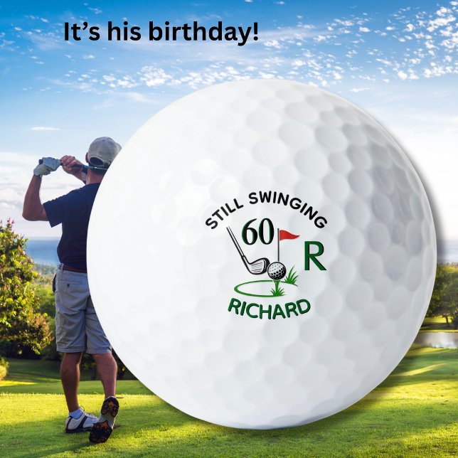 60th Birthday Men's Monogram Name Golf Balls (Creator Uploaded)