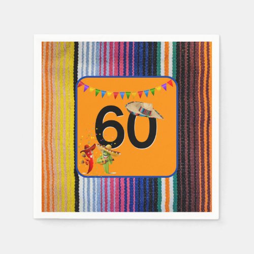 60th Birthday Mexican Design Napkins