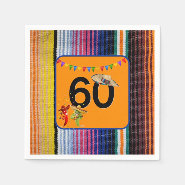 60th Birthday Mexican Design Napkins (Front)