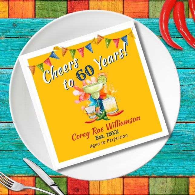 60th Birthday Mexican Fiesta Cheers to 60 Years Napkins (Creator Uploaded)