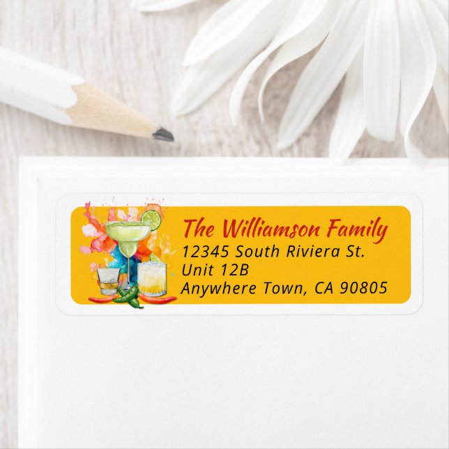 60th Birthday Mexican Fiesta Return Address Label (Insitu)
